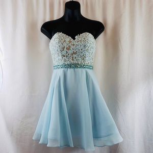 INtrigue by blush baby blue embellished dress